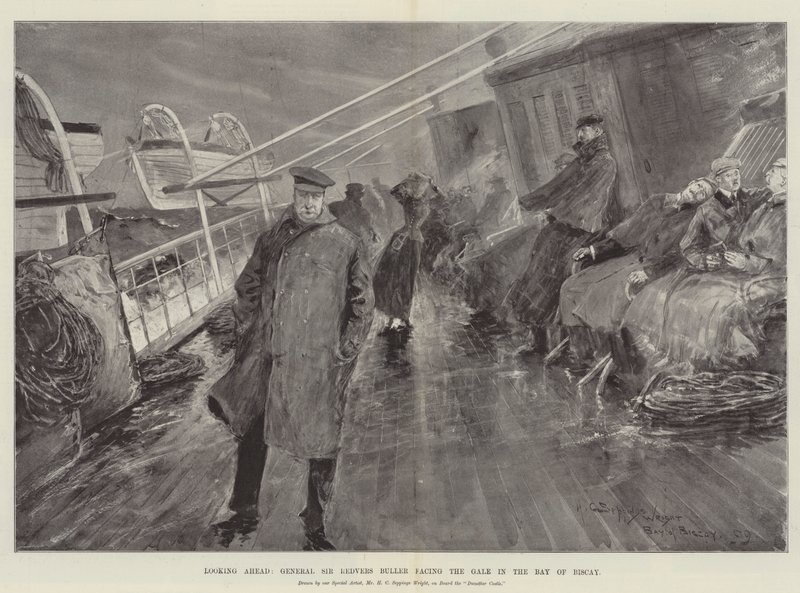 Pohled vpřed, generál sir Redvers Buller čelí vichřici v Biskajském zálivu od Henry Charles Seppings Wright
