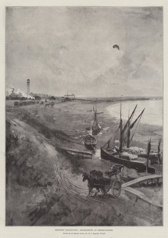 Vojenské balónové létání, experimenty v Shoeburyness od Henry Charles Seppings Wright