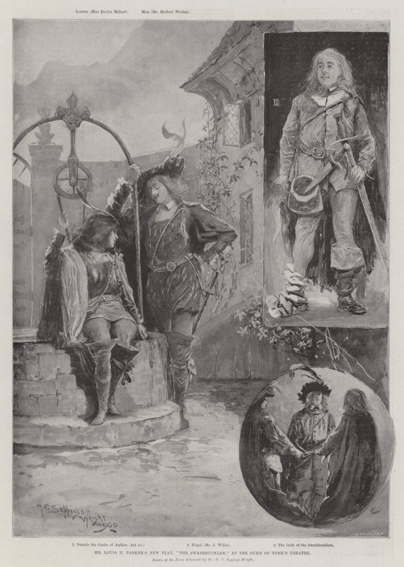 Nová hra pana Louise N Parkera, The Swashbuckler, v Divadle vévody z Yorku od Henry Charles Seppings Wright