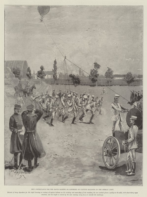 Nové zařízení pro rychlé zvedání nebo spouštění zajatých balónů v německé armádě od Henry Charles Seppings Wright
