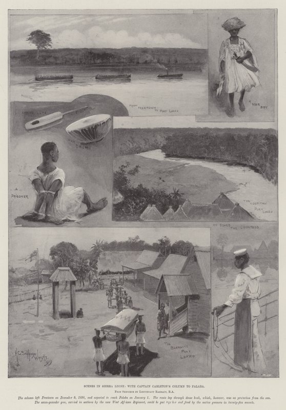 Scény v Sierra Leone, se Sloupem kapitána Carletona do Falaby od Henry Charles Seppings Wright