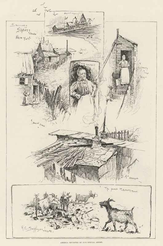 Skicy v Shanty Town, New York od Henry Charles Seppings Wright