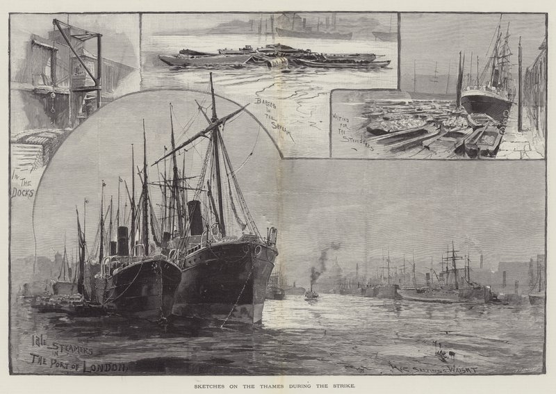 Náčrtky na Temži během stávky od Henry Charles Seppings Wright