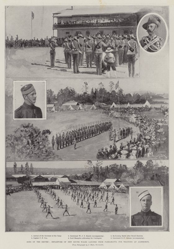 Sons of the Empire, odjezd kopiníků z Nového Jižního Walesu z Parramatty na trénink na Aldershot od Henry Charles Seppings Wright