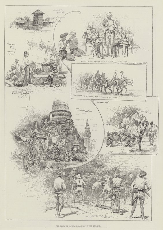 Civilní nebo domorodá policie Horní Barmy od Henry Charles Seppings Wright