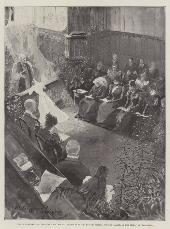 Potvrzení princezny Margaret z Connaught v soukromé kapli na hradě Windsor biskupem z Winchesteru od Henry Charles Seppings Wright