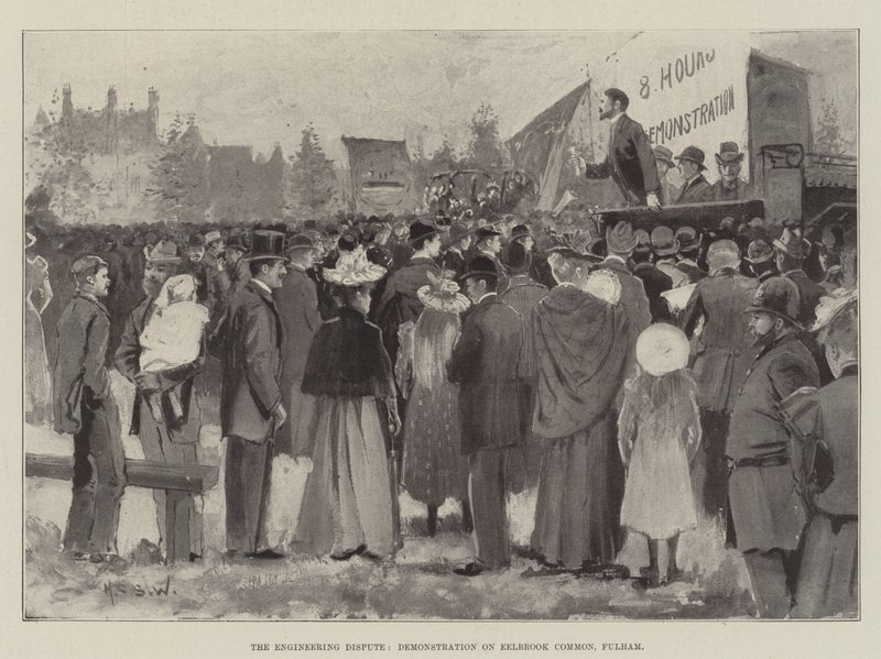 The Engineering Dispute, Demonstration on Eelbrook Common, Fulham od Henry Charles Seppings Wright