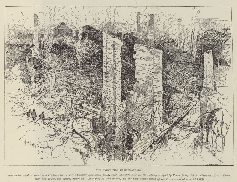 Velký požár v Bermondsey od Henry Charles Seppings Wright