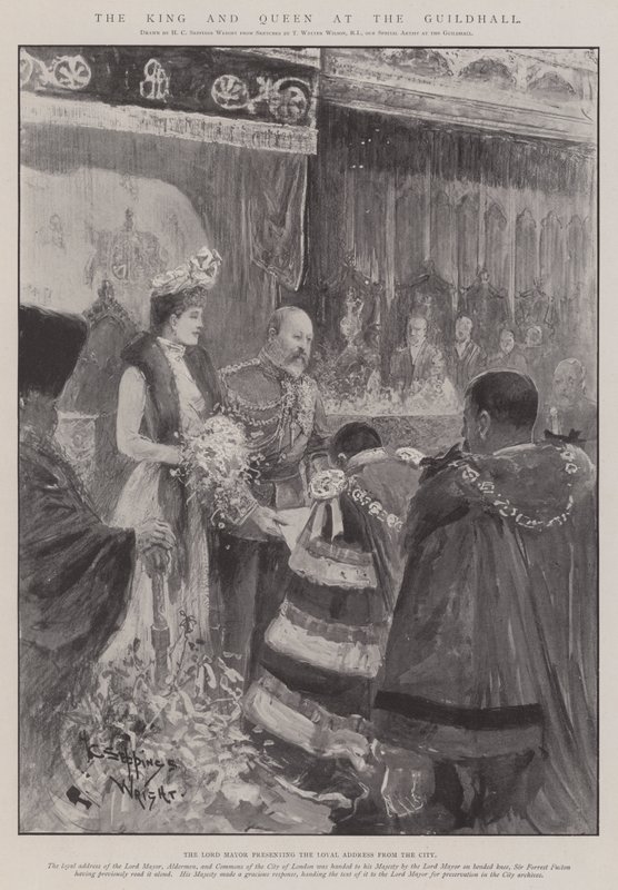 Král a královna v Guildhall od Henry Charles Seppings Wright
