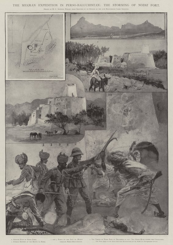 Expedice Makran v Person-Balochistan, útok na pevnost Nodiz od Henry Charles Seppings Wright
