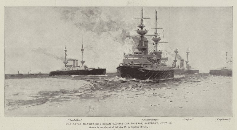 Námořní manévry, Steam Tactics u Belfastu, sobota 22. července od Henry Charles Seppings Wright