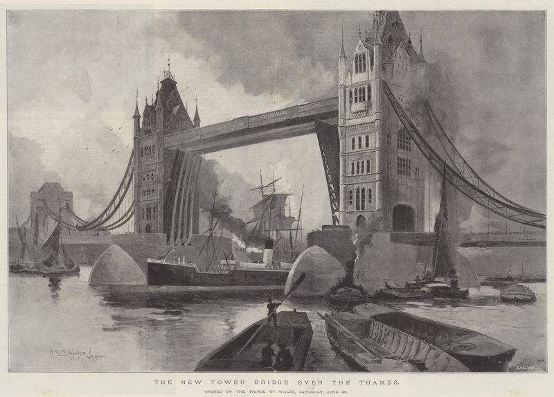 Nový most Tower Bridge přes Temži, který v sobotu 30. června otevřel princ z Walesu. od Henry Charles Seppings Wright