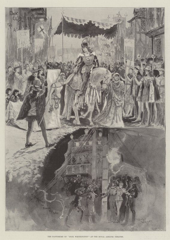 Pantomima Dicka Whittingtona v Royal Adelphi Theatre od Henry Charles Seppings Wright