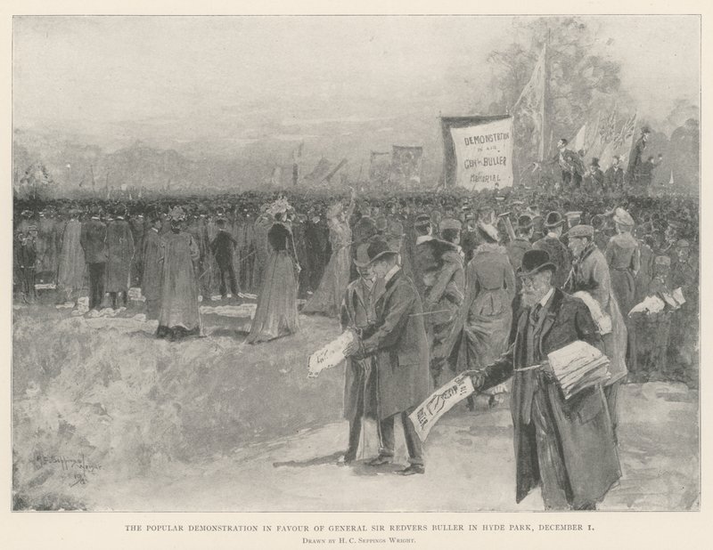 Lidová demonstrace ve prospěch generála sira Redversa Bullera v Hyde Parku, 1. prosince od Henry Charles Seppings Wright