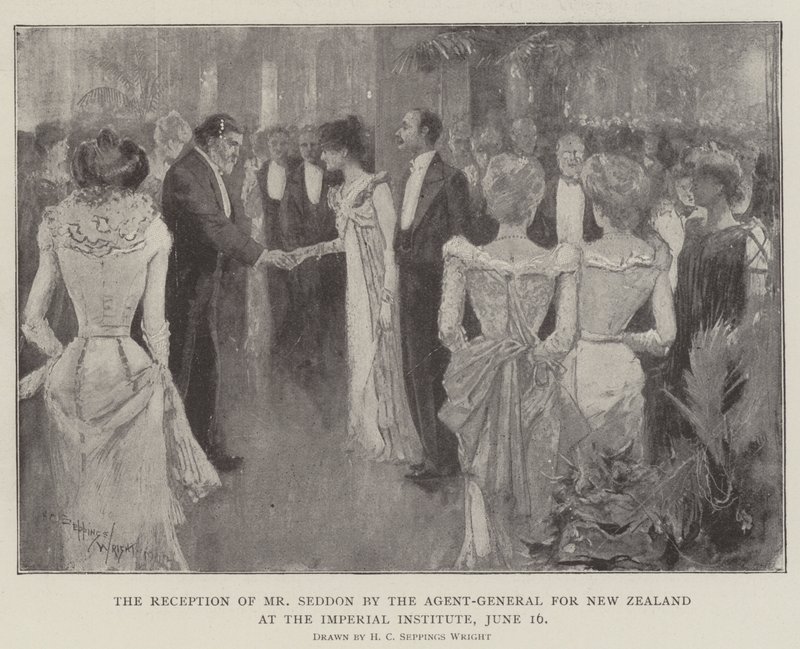 Přijetí pana Seddona generálním agentem pro Nový Zéland v Imperial Institute, 16. od Henry Charles Seppings Wright