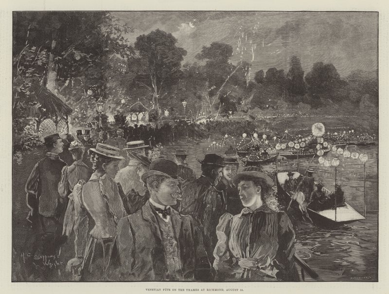 Benátská slavnost na Temži v Richmondu, 15. srpna od Henry Charles Seppings Wright