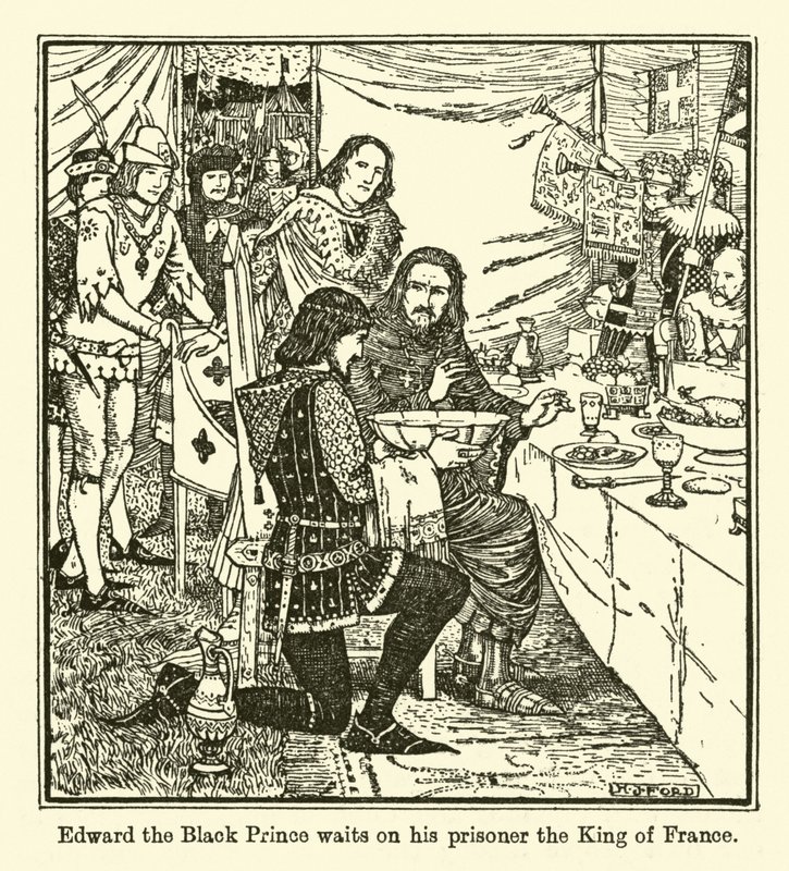 Edward Černý princ čeká na svého vězně francouzského krále od Henry Justice Ford