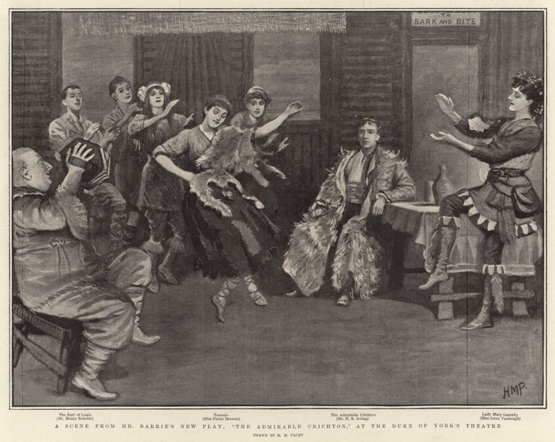 Scéna z nové hry pana Barrieho, Obdivuhodný Crichton, v Divadle vévody z Yorku od Henry Marriott Paget