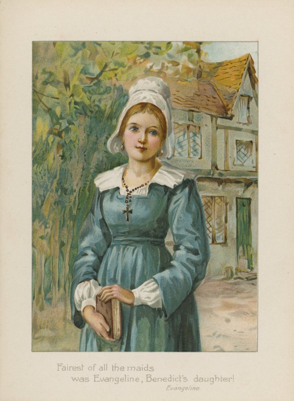 Nejkrásnější ze všech služebných byla Evangeline, Benediktova dcera (chromolitho) od Henry Marriott Paget