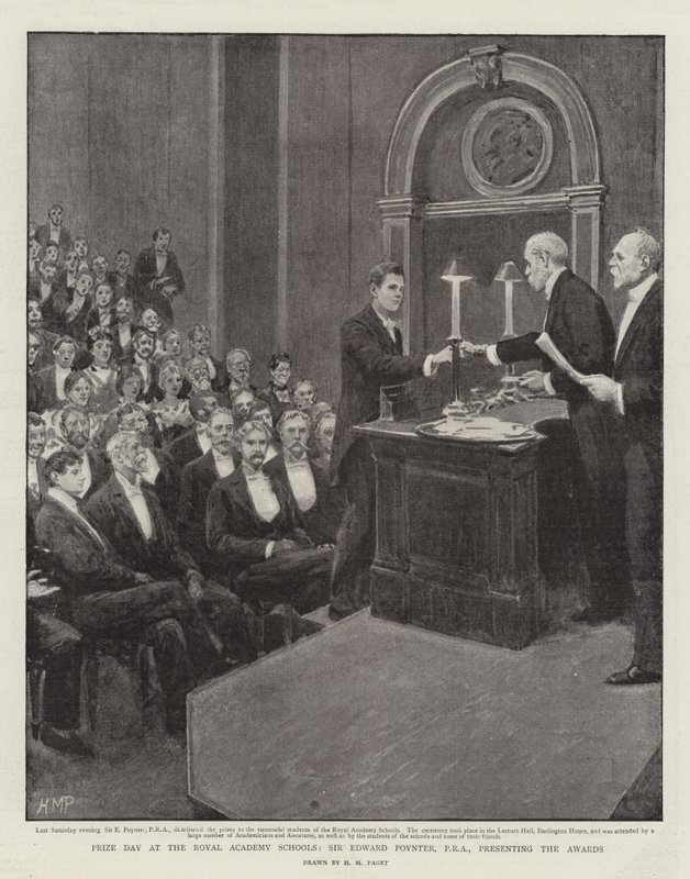 Den cen na Royal Academy Schools, Sir Edward Poynter, PRA, předávání cen od Henry Marriott Paget