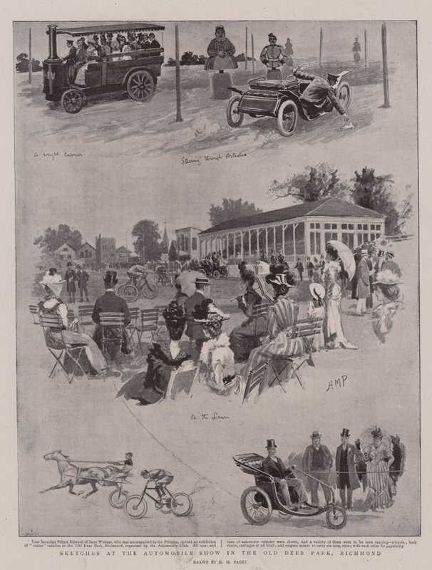 Náčrtky na automobilové výstavě v Old Deer Park, Richmond od Henry Marriott Paget
