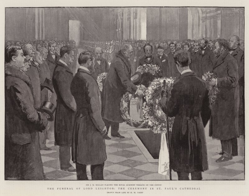 Pohřeb zesnulého lorda Leightona, obřad v katedrále svatého Pavla od Henry Marriott Paget