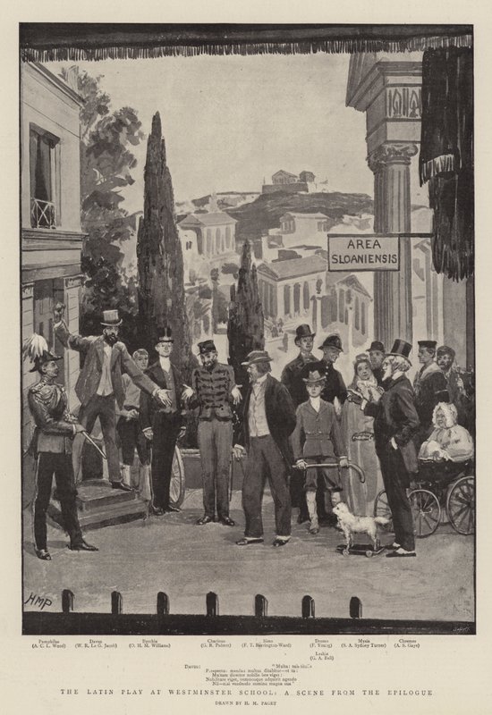 Latinská hra ve Westminsterské škole, scéna z epilogu od Henry Marriott Paget