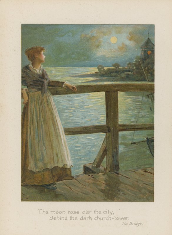 Měsíc vyšel nad městem, za temnou kostelní věží (chromolitho) od Henry Marriott Paget