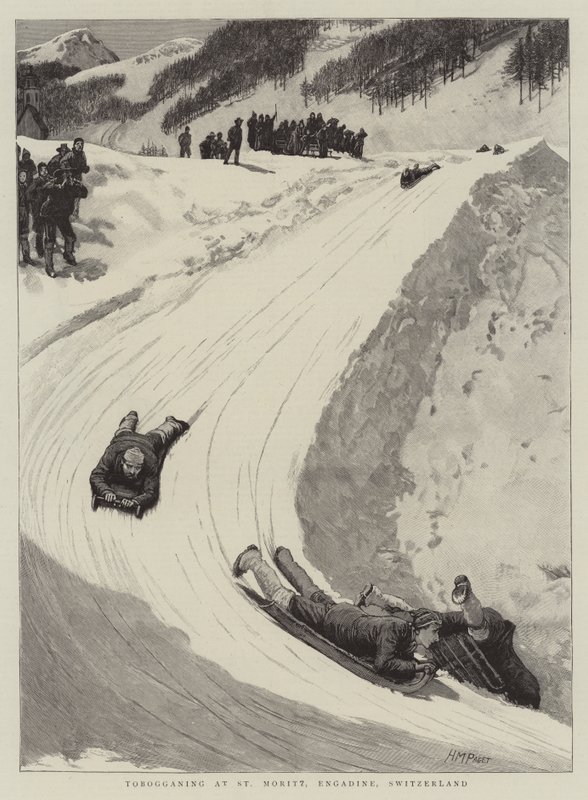 Sáňkování v St Moritz, Engadin, Švýcarsko od Henry Marriott Paget