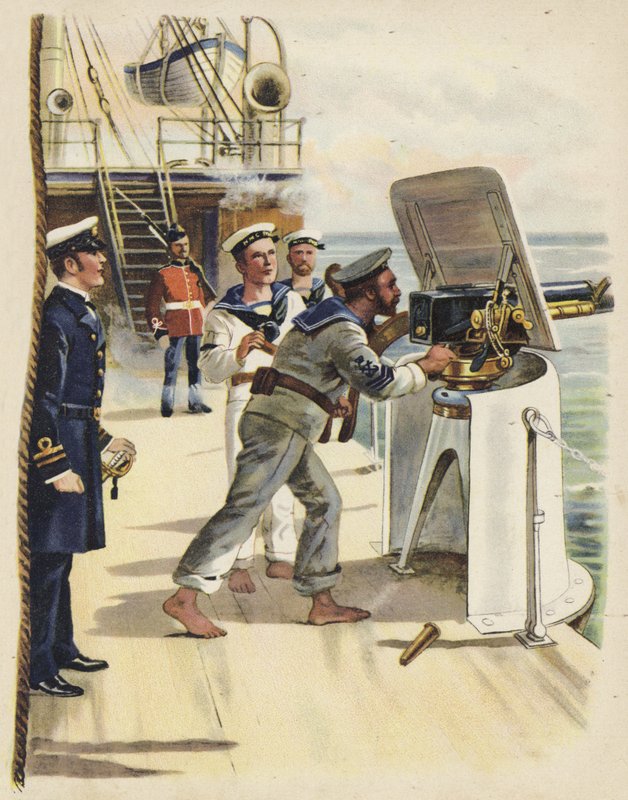 Cvičení s děly během námořních manévrů, 1891 (chromolit) od Henry Payne