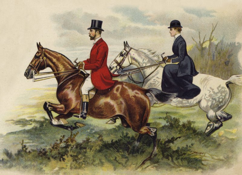 Princ a princezna z Walesu v loveckém poli (chromolitho) od Henry Payne