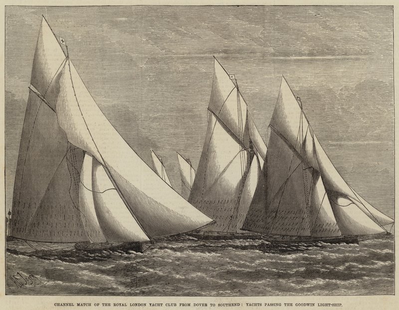 Channel Match Royal London Yacht Club z Doveru do Southendu, jachty projíždějící kolem Light-Ship Goodwin od Henry Spernon Tozer