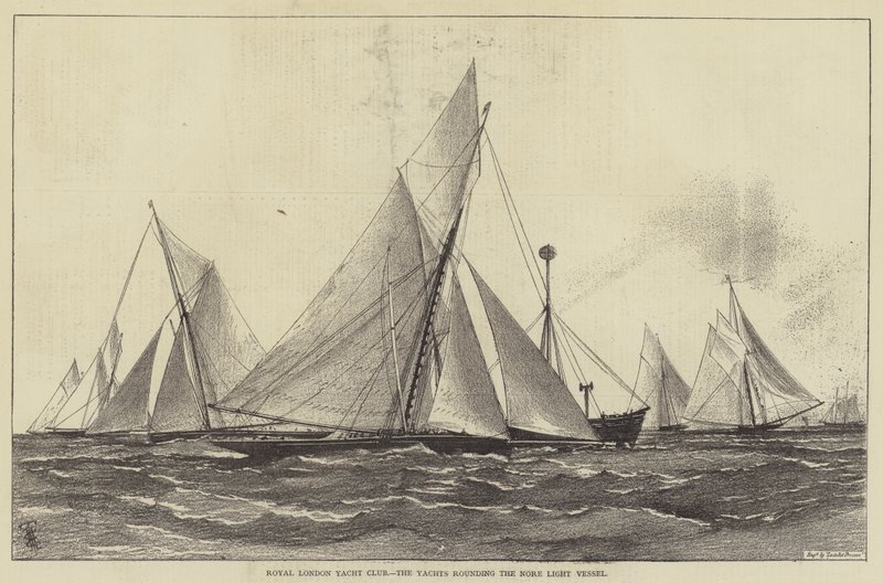 Royal London Yacht Club, jachty kolem lodi Nore Light Vessel od Henry Spernon Tozer