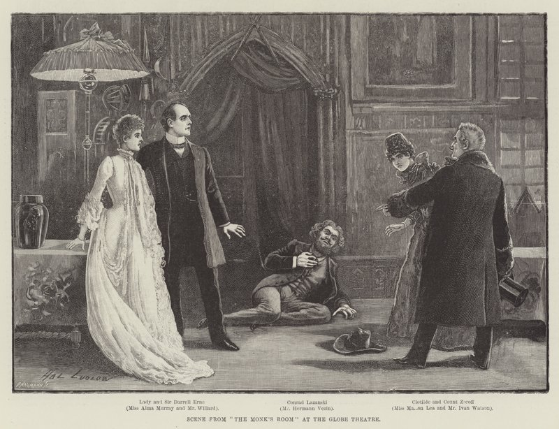 Scéna z Mnišského pokoje v divadle Globe od Henry Stephen Ludlow