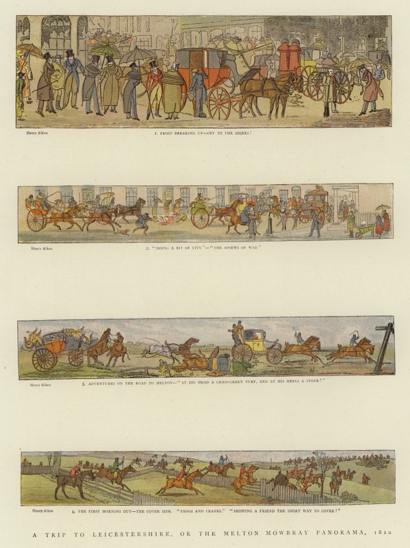 Výlet do Leicestershire, nebo Melton Mowbray Panorama, 1820 od Henry Thomas Alken