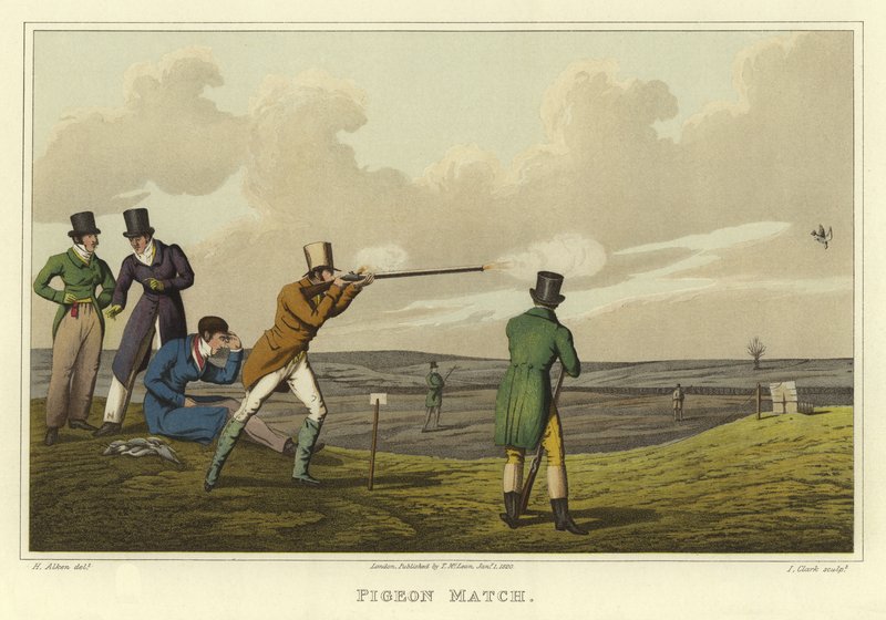 Pigeon Match (chromolitho) od Henry Thomas Alken