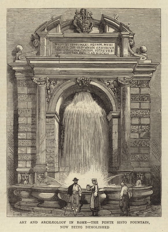 Umění a archeologie v Římě, kašna Ponte Sisto, která se nyní bourá od Henry William Brewer