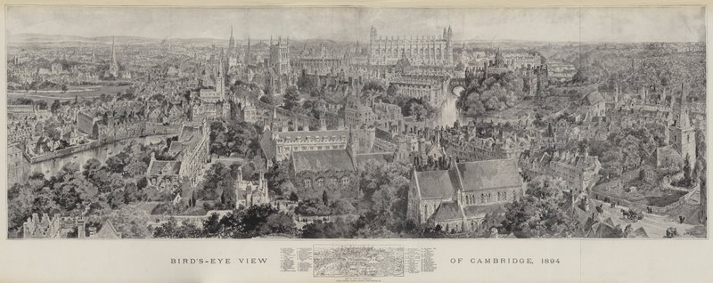 Pohled na Cambridge z ptačí perspektivy, 1894 od Henry William Brewer