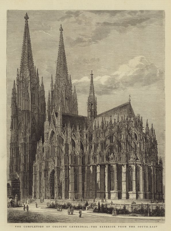 Dokončení kolínské katedrály, exteriér z jihovýchodu od Henry William Brewer