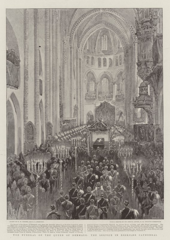 Pohřeb dánské královny, bohoslužba v katedrále v Roskilde od Henry William Brewer