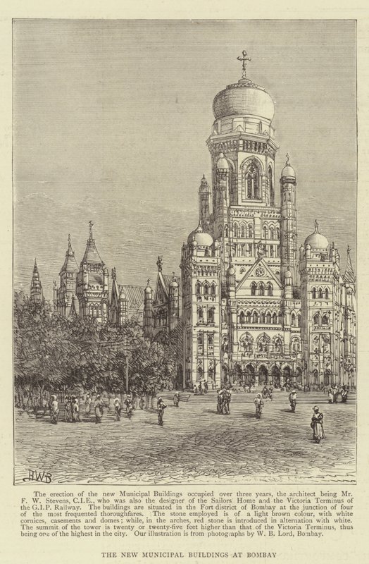 Nové městské budovy v Bombaji od Henry William Brewer