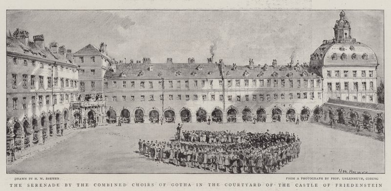 Serenáda kombinovaných sborů Gotha na nádvoří hradu Friedenstein od Henry William Brewer