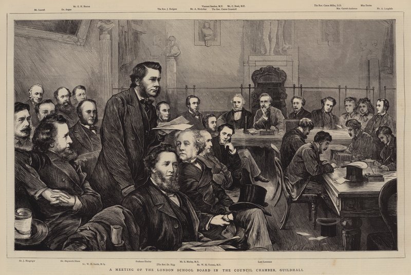 Zasedání londýnské školní rady v Council Chamber, Guildhall od Henry Woods