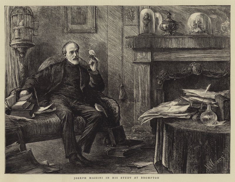 Joseph Mazzini ve své studii v Bromptonu od Henry Woods
