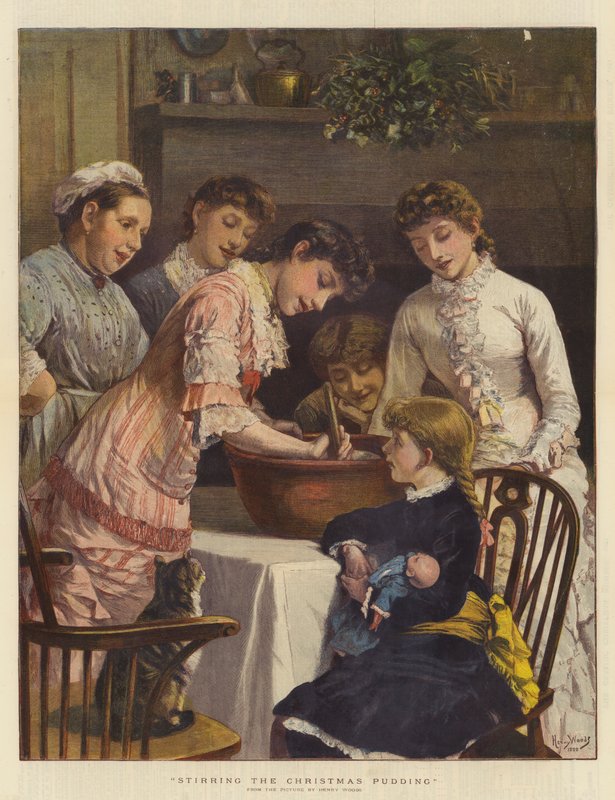 Míchání vánočního pudinku (chromolitho) od Henry Woods