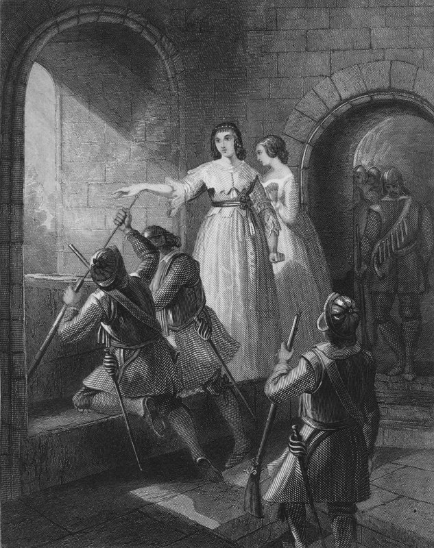 Lettice FitzGerald, 1. baronka Offaly, bránící svůj hrad před útokem rebelů ve Velké irské povstání v roce 1642 od Henry after Warren