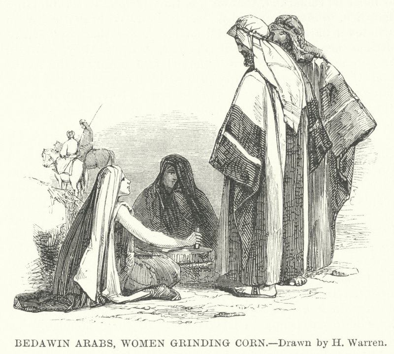 Beduínští Arabové, Ženy mletí kukuřice (rytí) od Henry (after) Warren