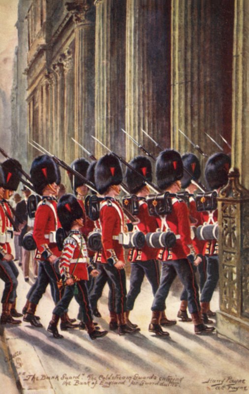 Coldstream Guards vstupují do Bank of England na strážní službu od Henry A. Payne