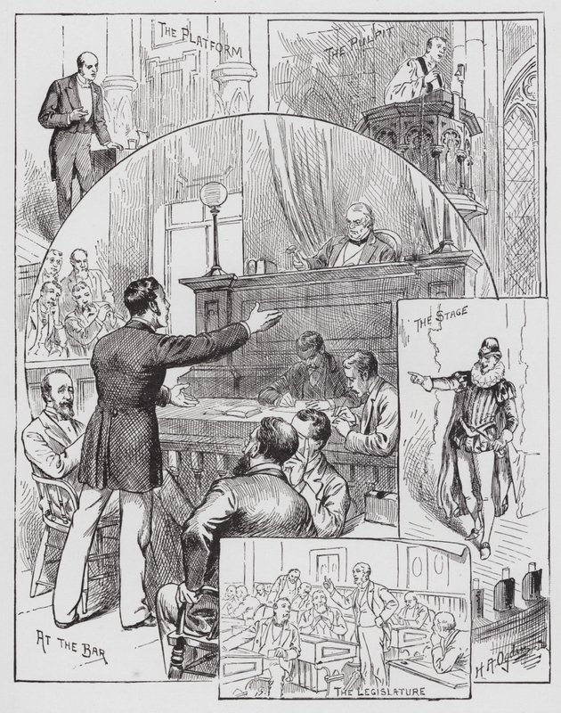Řečnictví a deklamace (rytina) od Henry Alexander (after) Ogden