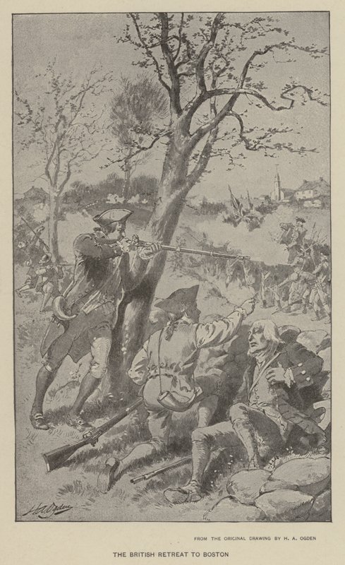 Britové ustoupí do Bostonu (litho) od Henry Alexander (after) Ogden